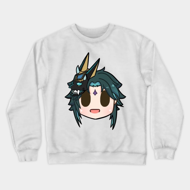 Genshin Impact Xiao chibi head Crewneck Sweatshirt by Oricca